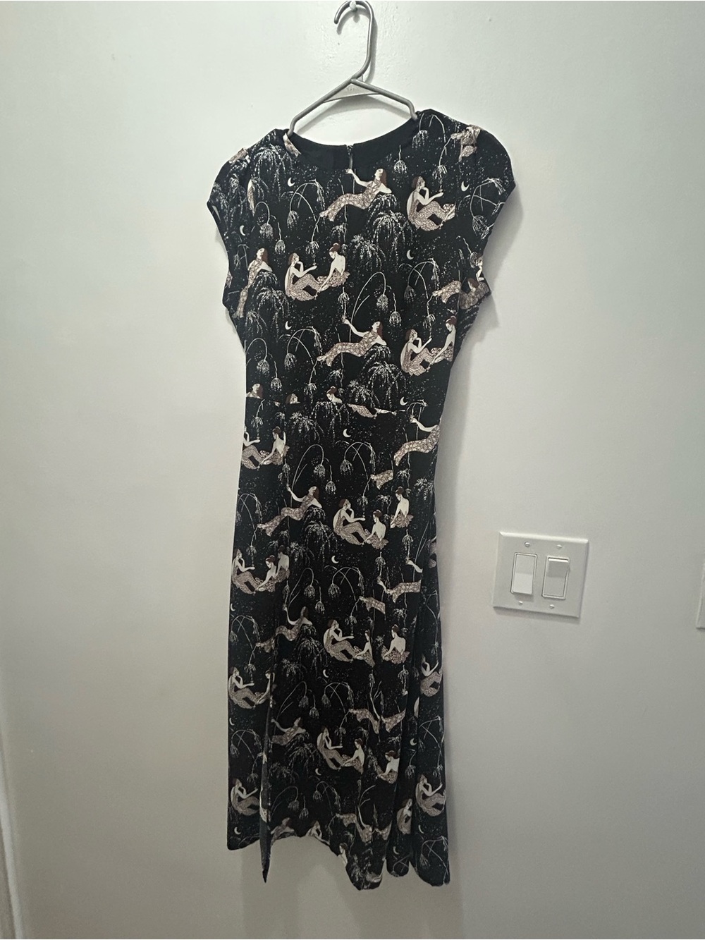 Black Printed High-Low Maxi Dress with Pink Motif - Picture 3 of 6